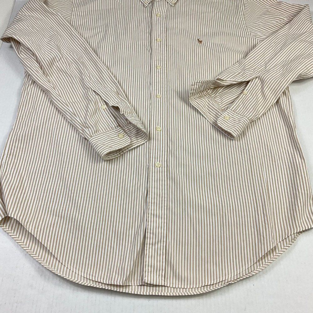 Ralph Lauren Mens Yarmouth Cotton Button Dress Shirt Striped Long Sleeve 16-35 - Picture 2 of 10